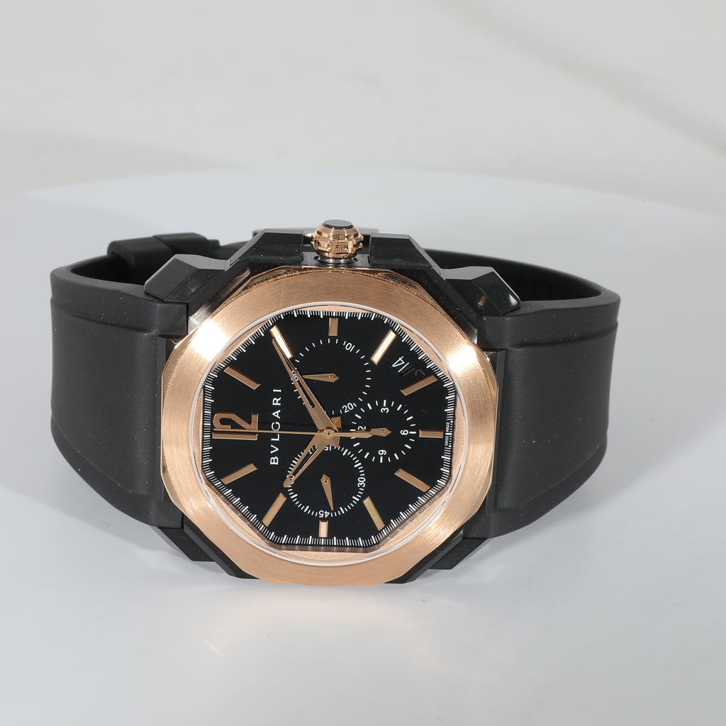 BVLGARI Octo Chrono 102488 Men's Watch in 18k Rose Gold/Stainless Steel