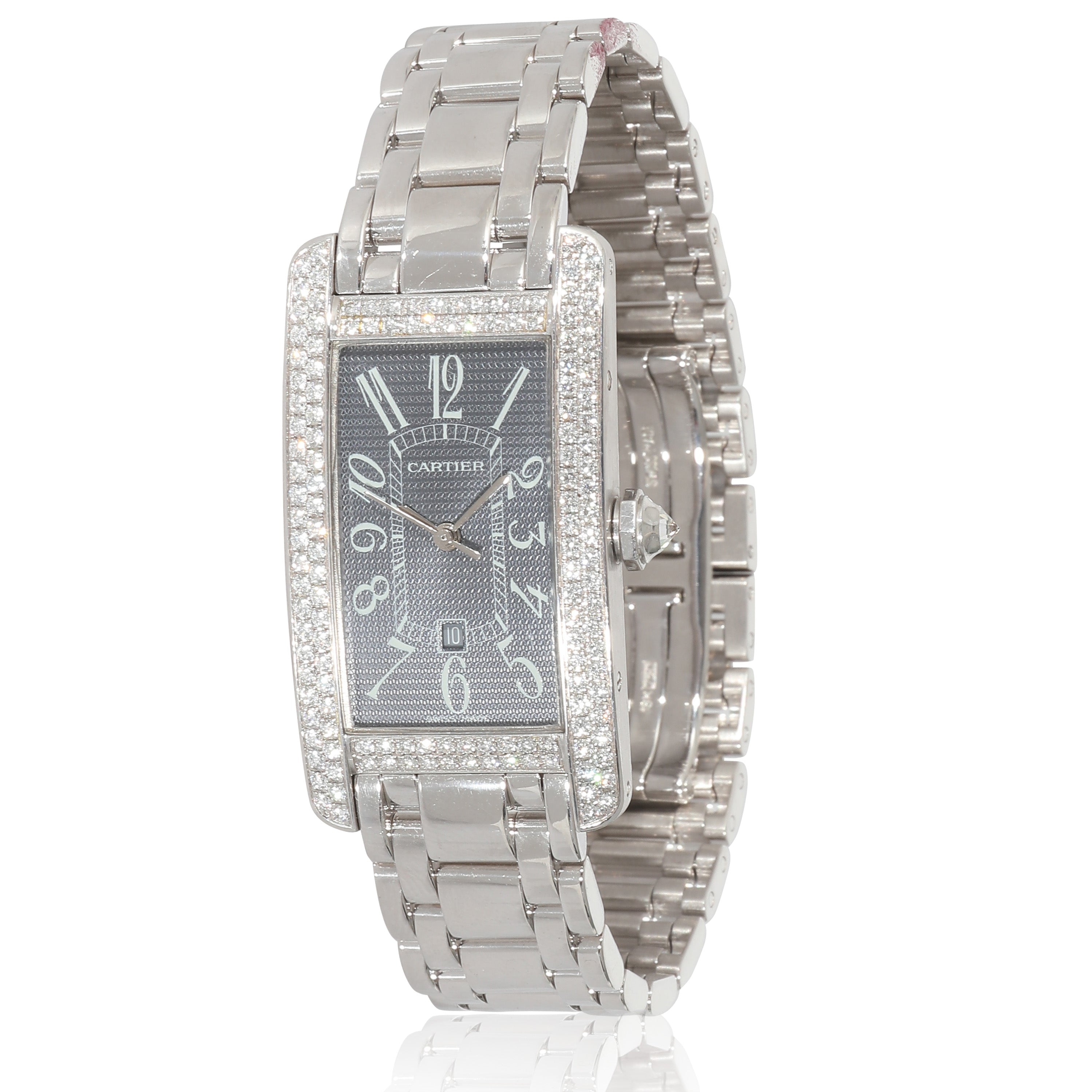 CARTIER Tank Americaine de 2490 Women's Watch in 18k White Gold