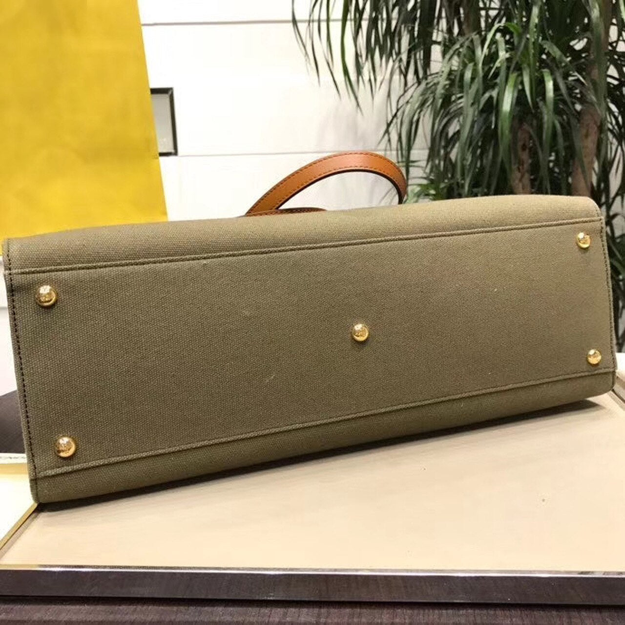 FI GlamI X-Tote Canvas Bag Khaki For Women, Handbags, Shoulder Bags 16.1in/41cm FF 8BH374