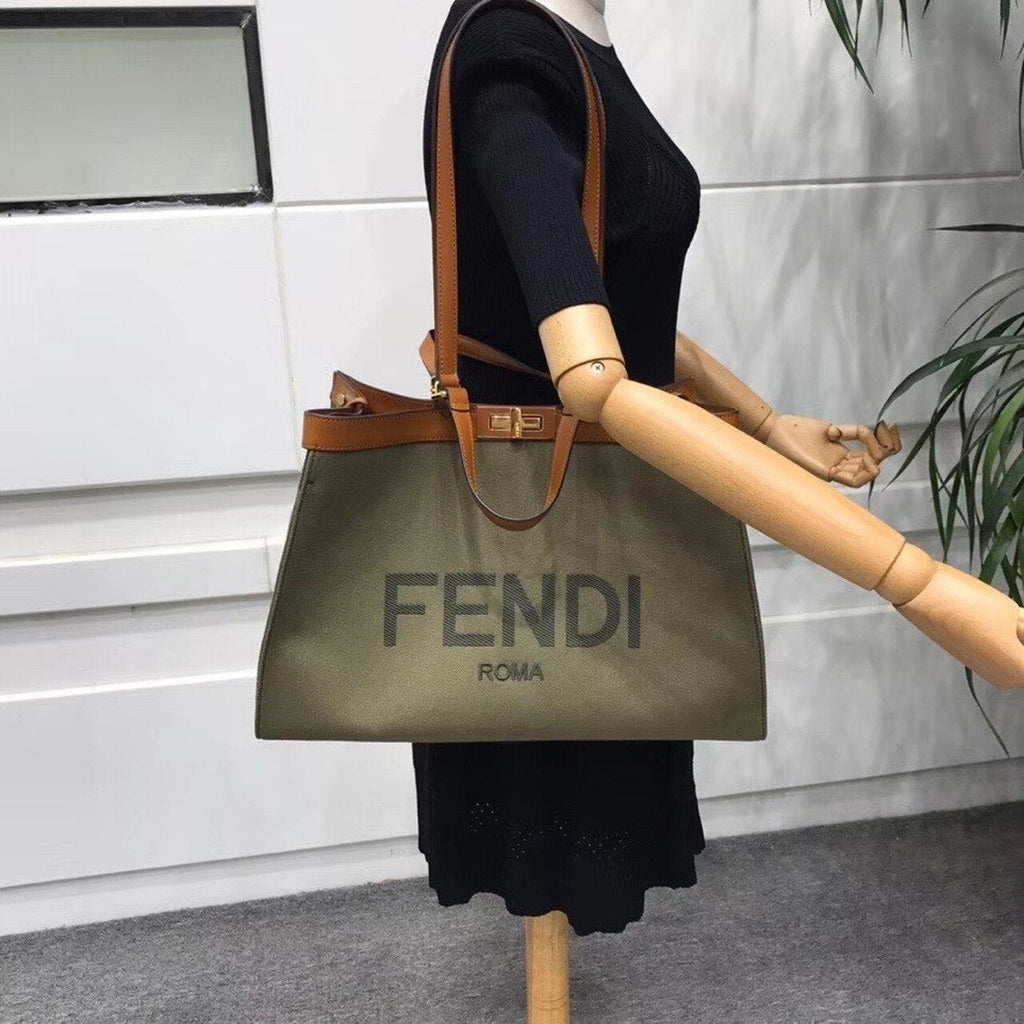 FI GlamI X-Tote Canvas Bag Khaki For Women, Handbags, Shoulder Bags 16.1in/41cm FF 8BH374