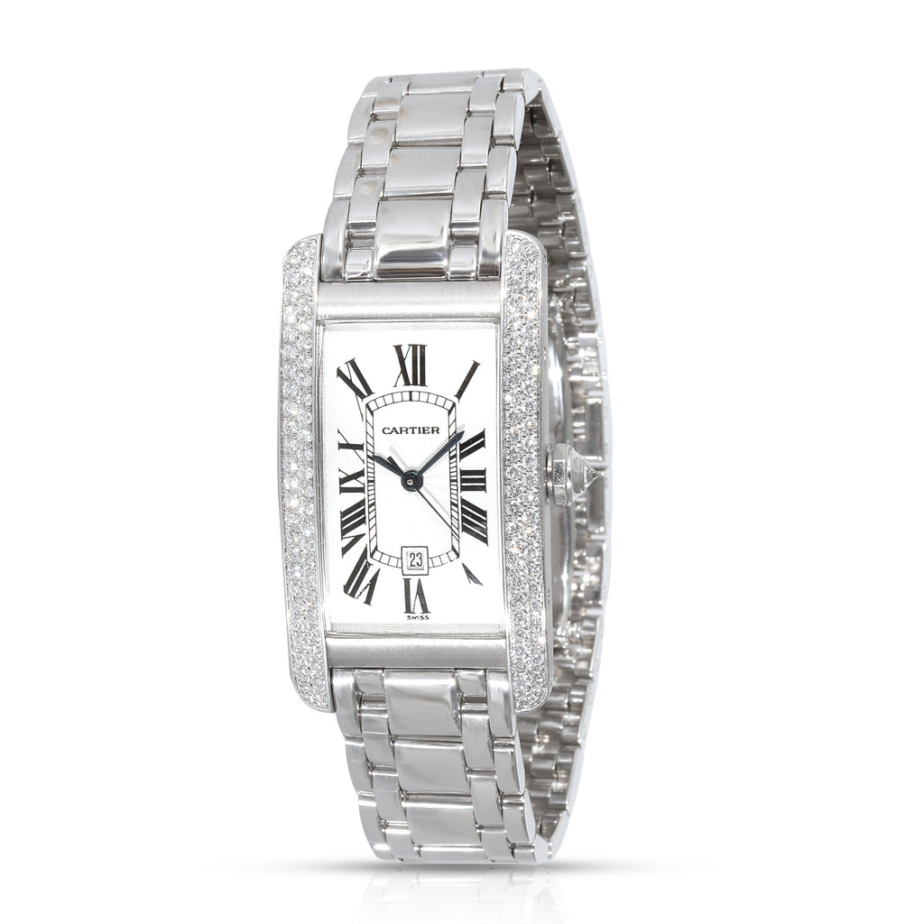 CARTIER Tank Americaine WB7026L1 Unisex Watch in White Gold