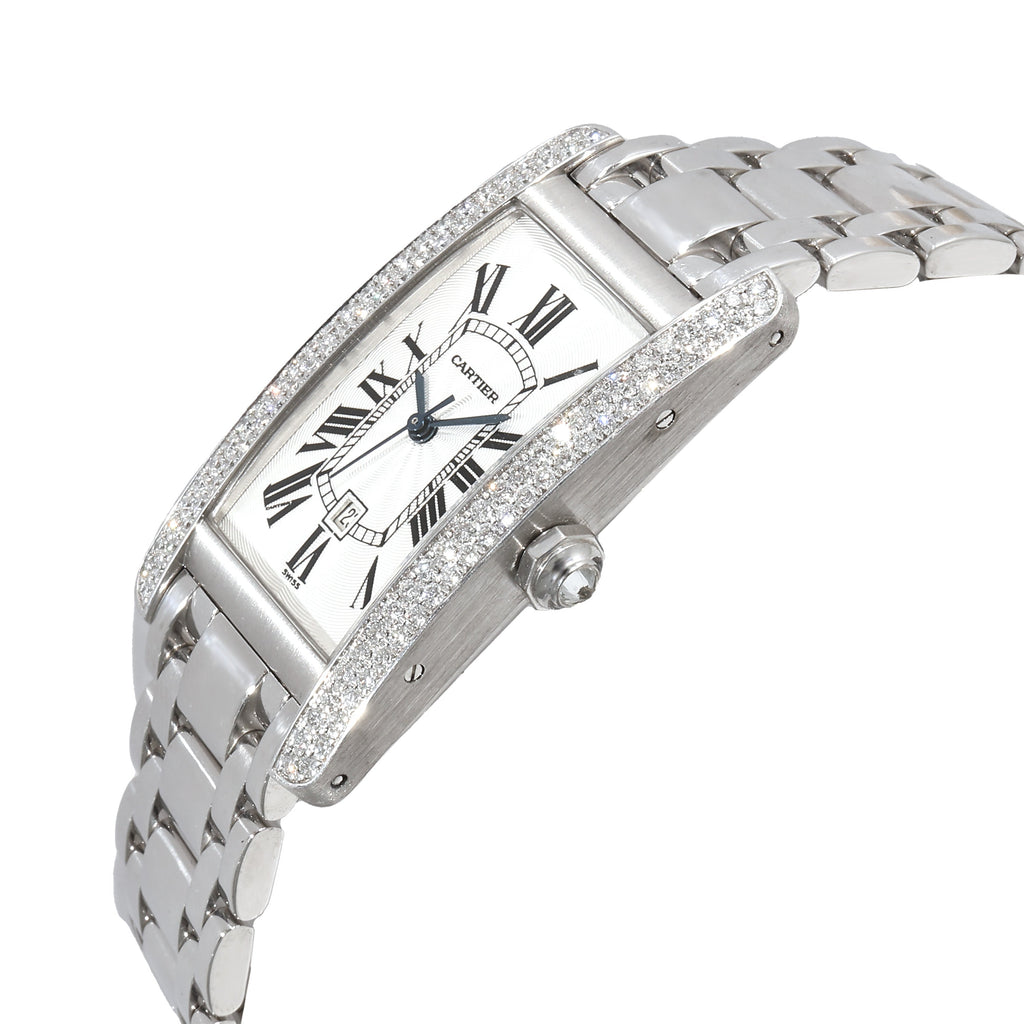 CARTIER Tank Americaine WB7026L1 Unisex Watch in White Gold