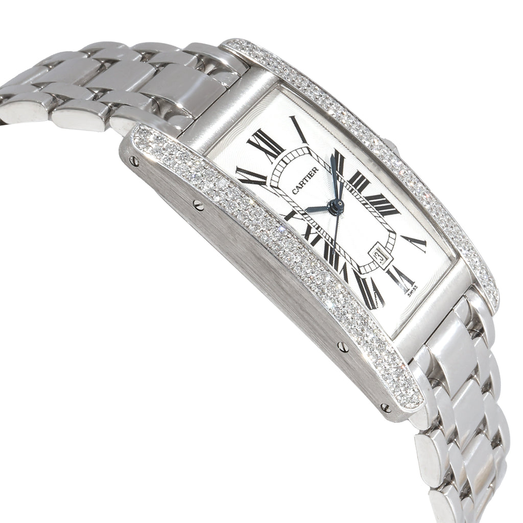 CARTIER Tank Americaine WB7026L1 Unisex Watch in White Gold