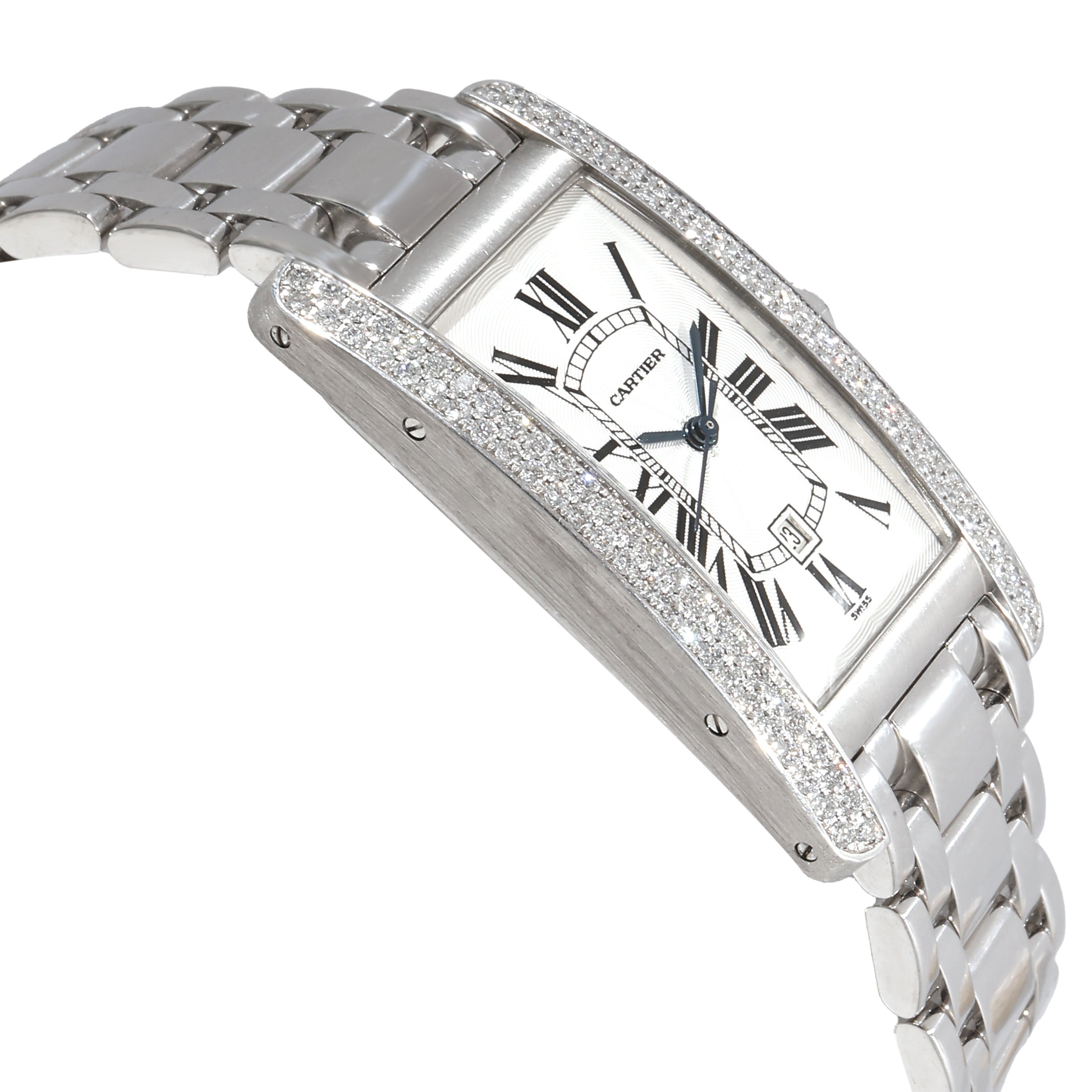 CARTIER Tank Americaine WB7026L1 Unisex Watch in White Gold