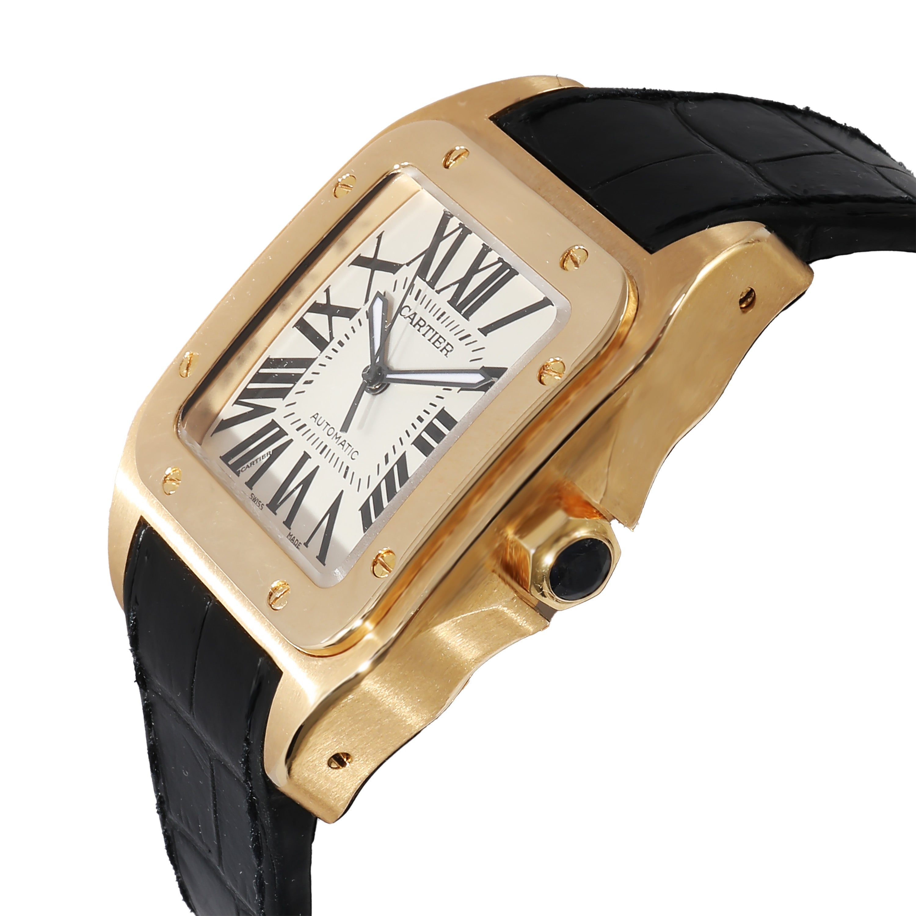 CARTIER Santos 100 W20071Y1 Men's Watch in 18kt Yellow Gold