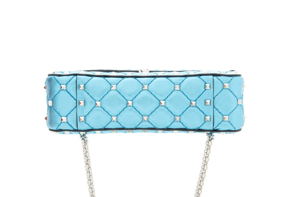 Valentino Garavani Blue Metallic Rockstud "Spike" Cross-Body