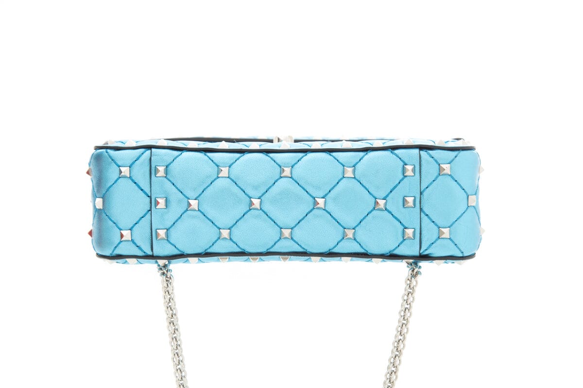 Valentino Garavani Blue Metallic Rockstud "Spike" Cross-Body