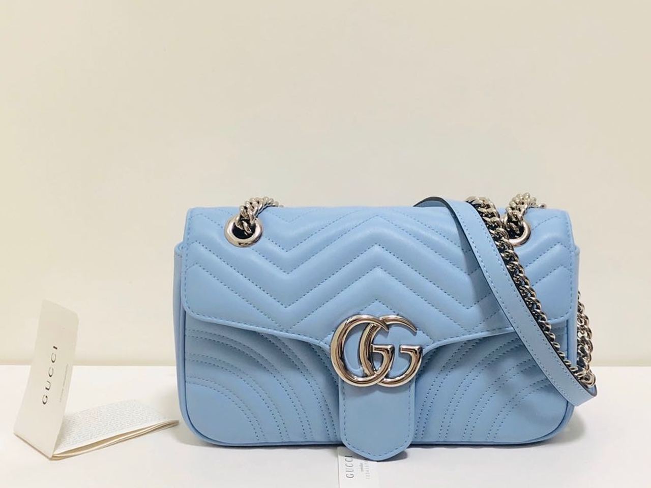 Glami Marmont Small MatelassÃƒÂ© Shoulder Bag Sky Blue MatelassÃƒÂ© Chevron For Women 10in/26cm Glami
