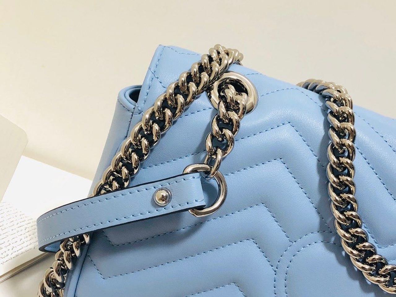 Glami Marmont Small MatelassÃƒÂ© Shoulder Bag Sky Blue MatelassÃƒÂ© Chevron For Women 10in/26cm Glami
