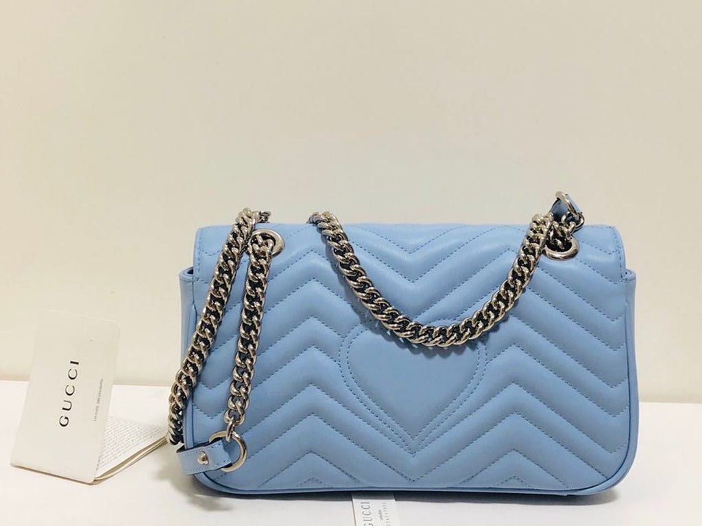 Glami Marmont Small MatelassÃƒÂ© Shoulder Bag Sky Blue MatelassÃƒÂ© Chevron For Women 10in/26cm Glami