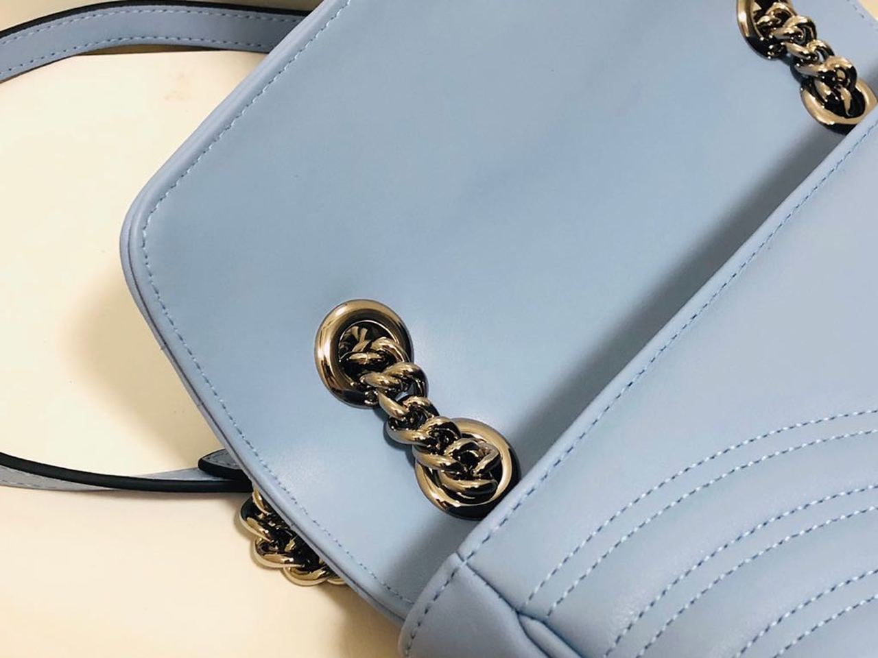 Glami Marmont Small MatelassÃƒÂ© Shoulder Bag Sky Blue MatelassÃƒÂ© Chevron For Women 10in/26cm Glami