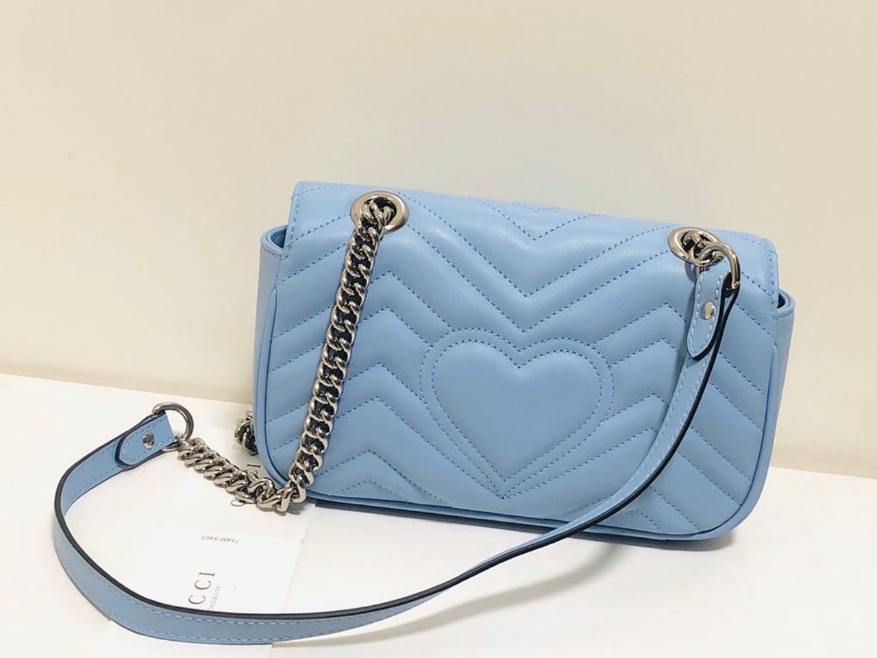 Glami Marmont MatelassÃƒÂ© Mini Bag Blue Sky MatelassÃƒÂ© Chevron For Women 8.5in/22cm Glami