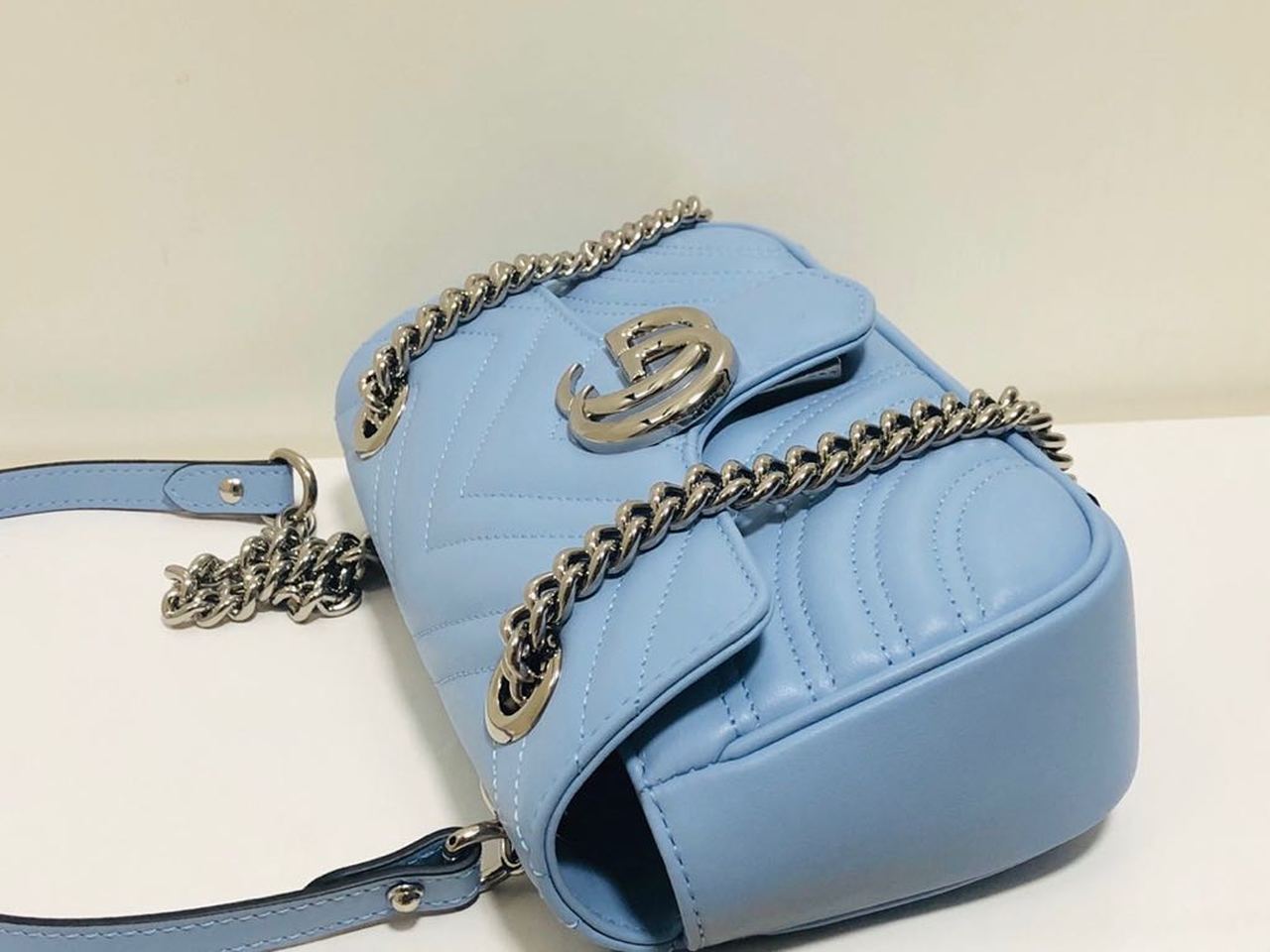 Glami Marmont MatelassÃƒÂ© Mini Bag Blue Sky MatelassÃƒÂ© Chevron For Women 8.5in/22cm Glami