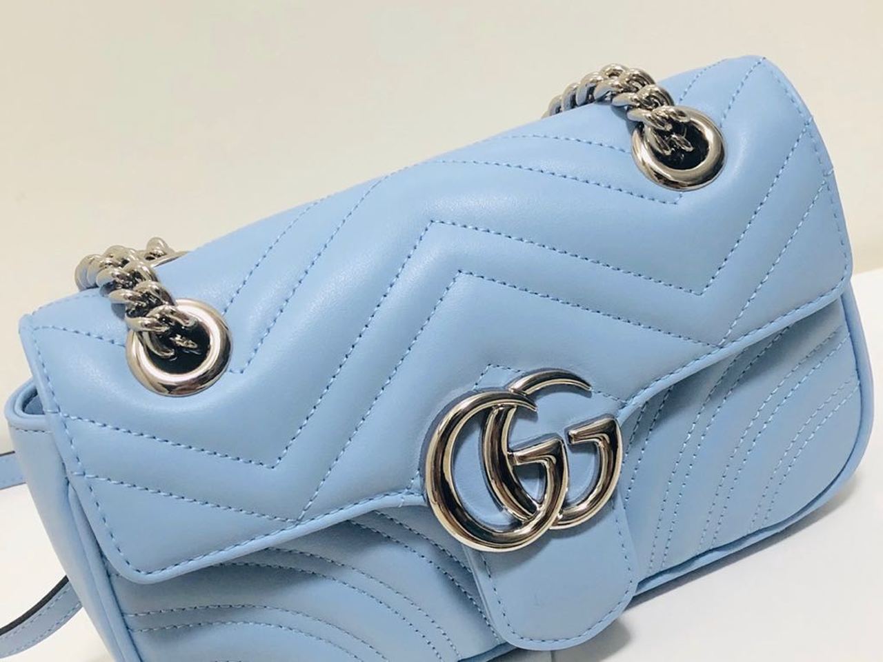 Glami Marmont MatelassÃƒÂ© Mini Bag Blue Sky MatelassÃƒÂ© Chevron For Women 8.5in/22cm Glami