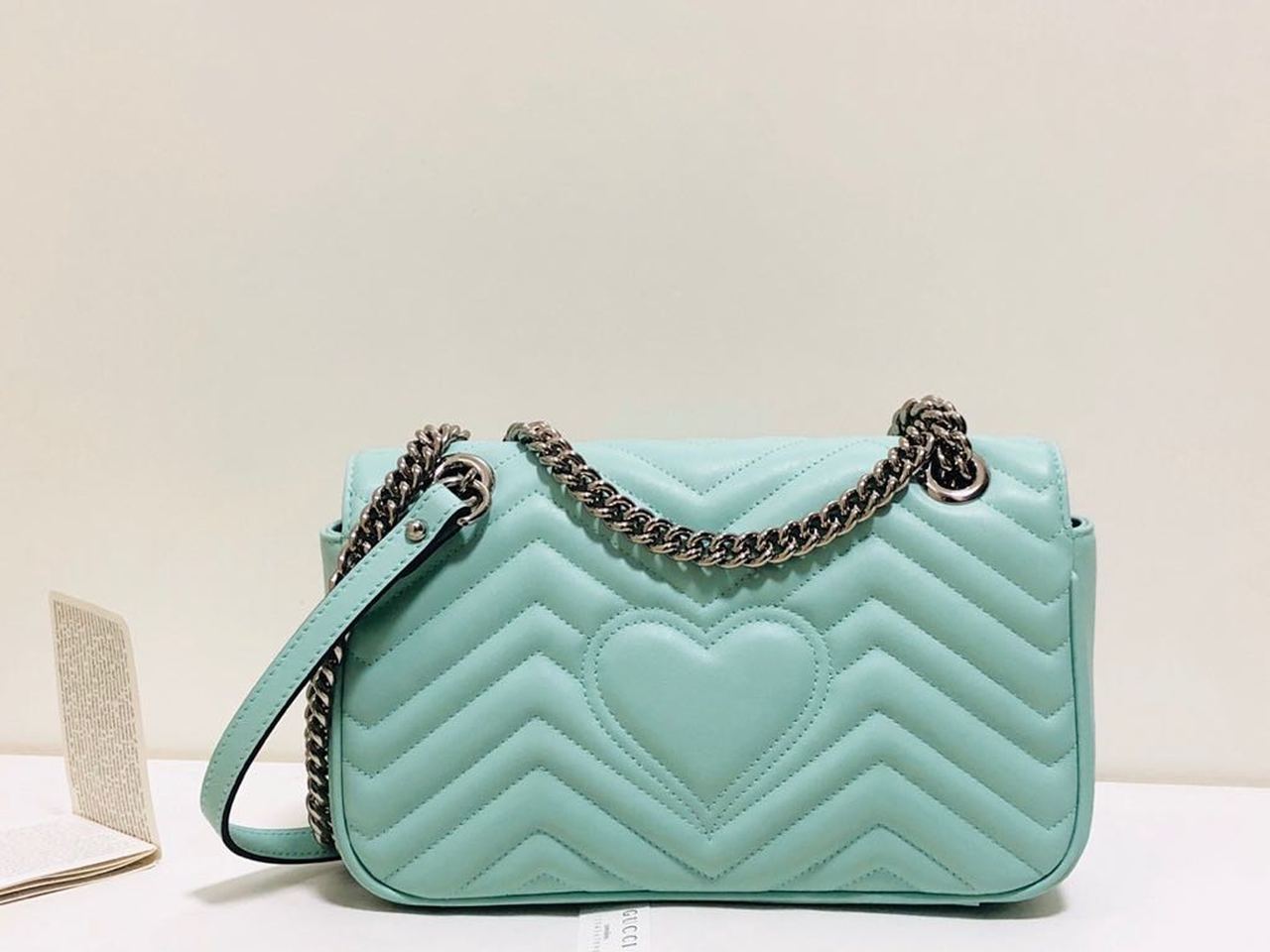 Glami Marmont Small MatelassÃƒÂ© Shoulder Bag Mint Green MatelassÃƒÂ© Chevron For Women 10in/26cm Glami