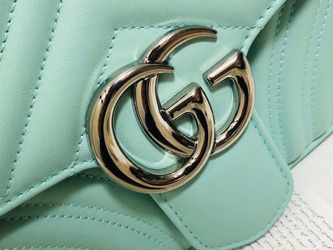 Glami Marmont Small MatelassÃƒÂ© Shoulder Bag Mint Green MatelassÃƒÂ© Chevron For Women 10in/26cm Glami