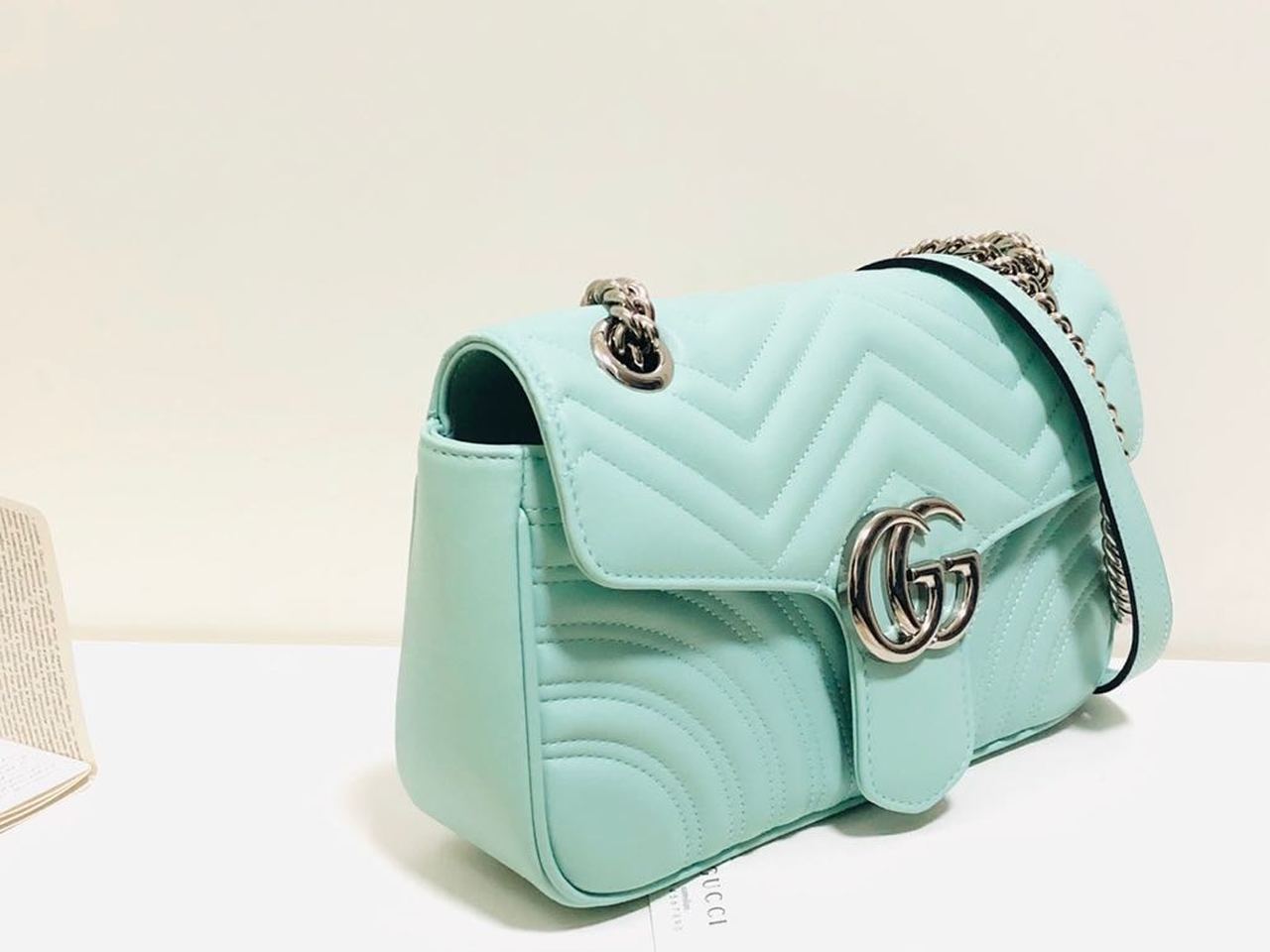 Glami Marmont Small MatelassÃƒÂ© Shoulder Bag Mint Green MatelassÃƒÂ© Chevron For Women 10in/26cm Glami