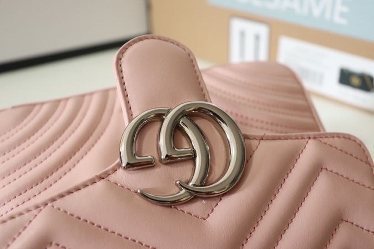 gg Marmont Mini Top Handle Bag Dusty Pink Matelassé  For Women 8.3in/21cm  547260 DTDIT 5729