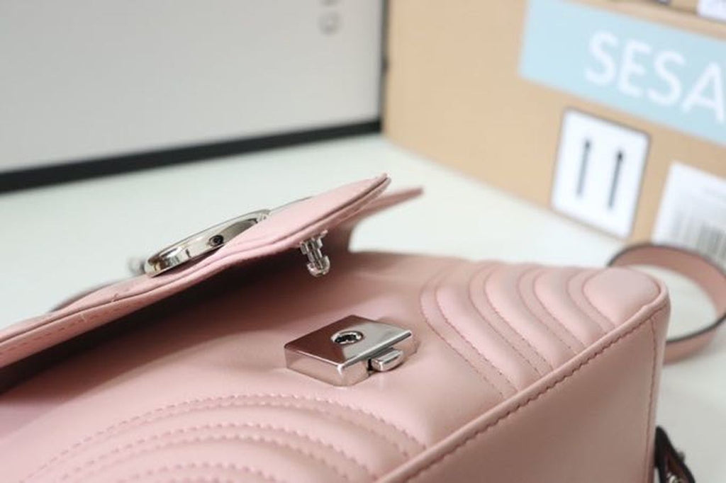 gg Marmont Mini Top Handle Bag Dusty Pink Matelassé  For Women 8.3in/21cm  547260 DTDIT 5729