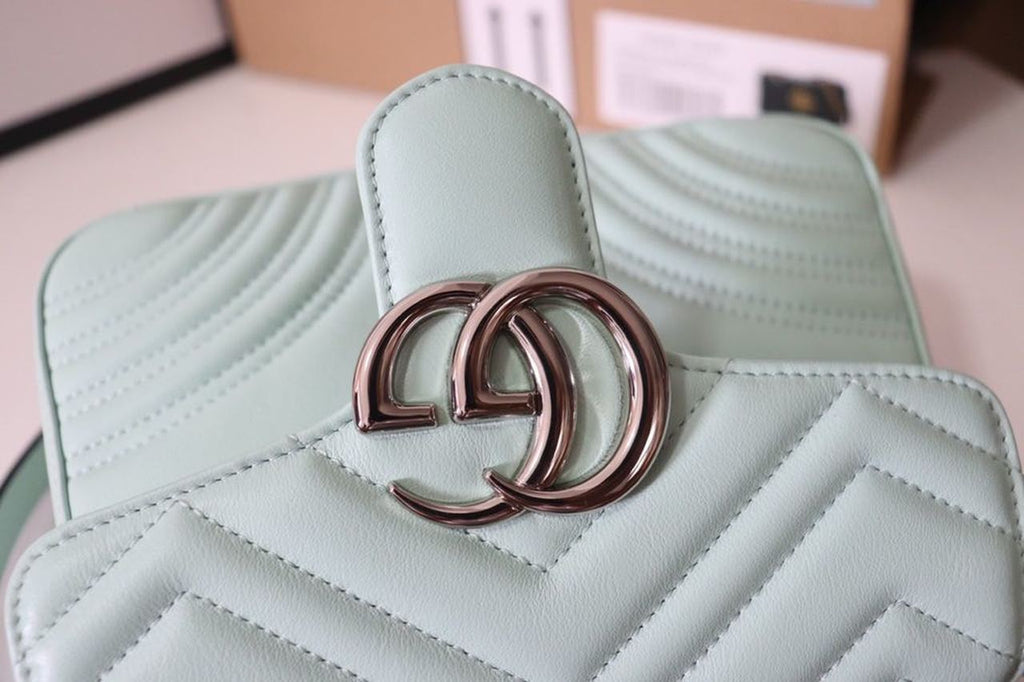 gg Marmont Mini Top Handle Bag Mint Green For Women 8.3in/21cm gg