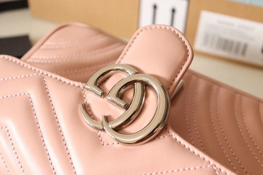 gg Marmont Matelassé Mini Bag Dusty Pink Matelassé Chevron For Women 8.5in/22cm gg