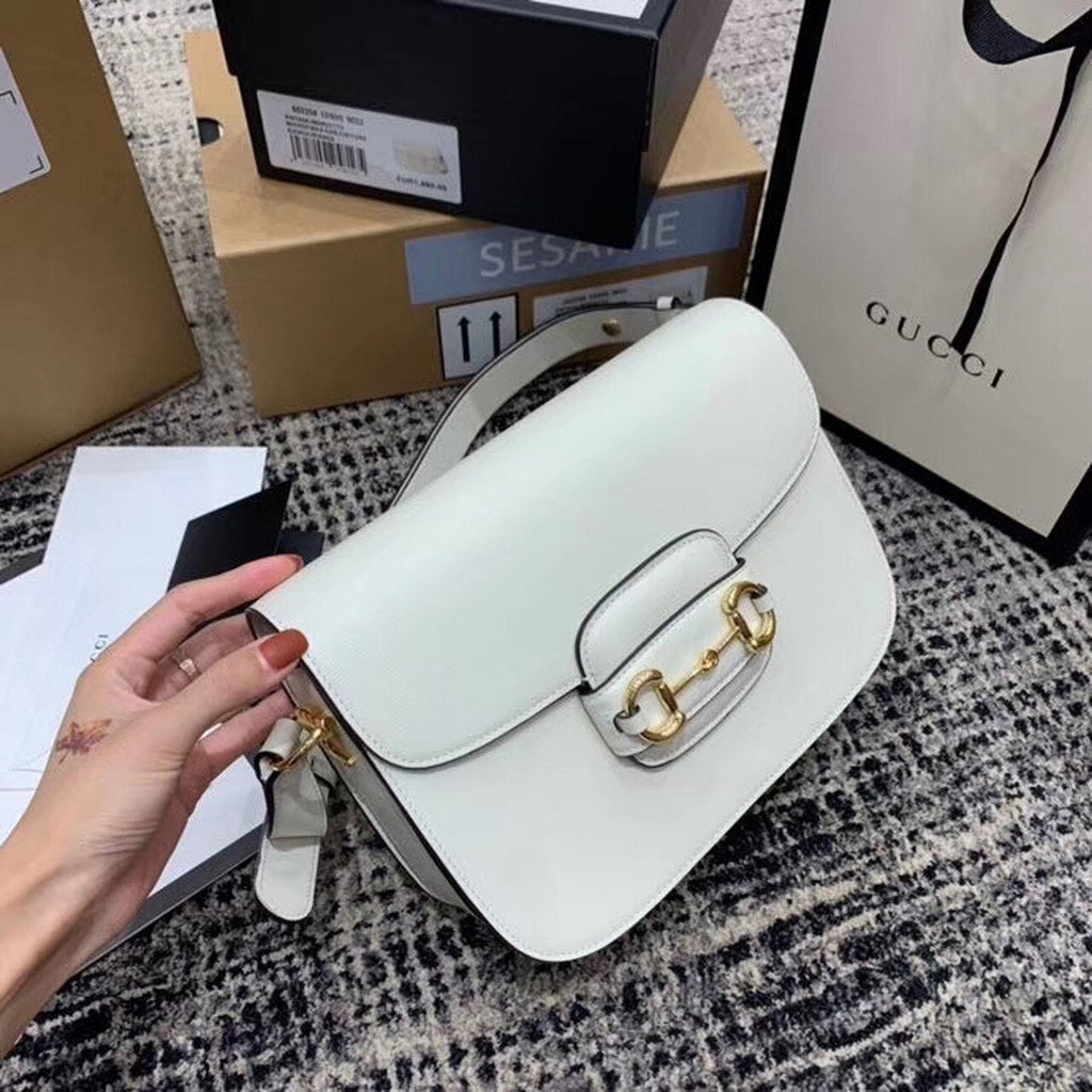 gg Horsebit 1955 Shoulder Bag White For Women 9.8in/25cm gg ‎602204 1DB0G 9022