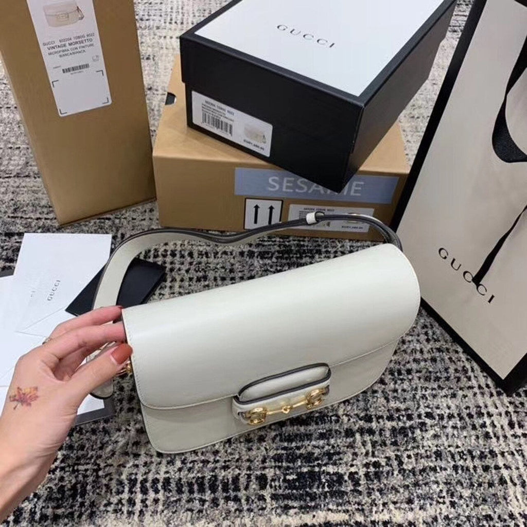 gg Horsebit 1955 Shoulder Bag White For Women 9.8in/25cm gg ‎602204 1DB0G 9022