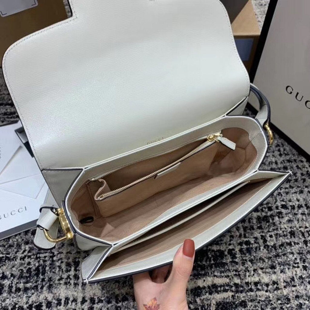 gg Horsebit 1955 Shoulder Bag White For Women 9.8in/25cm gg ‎602204 1DB0G 9022