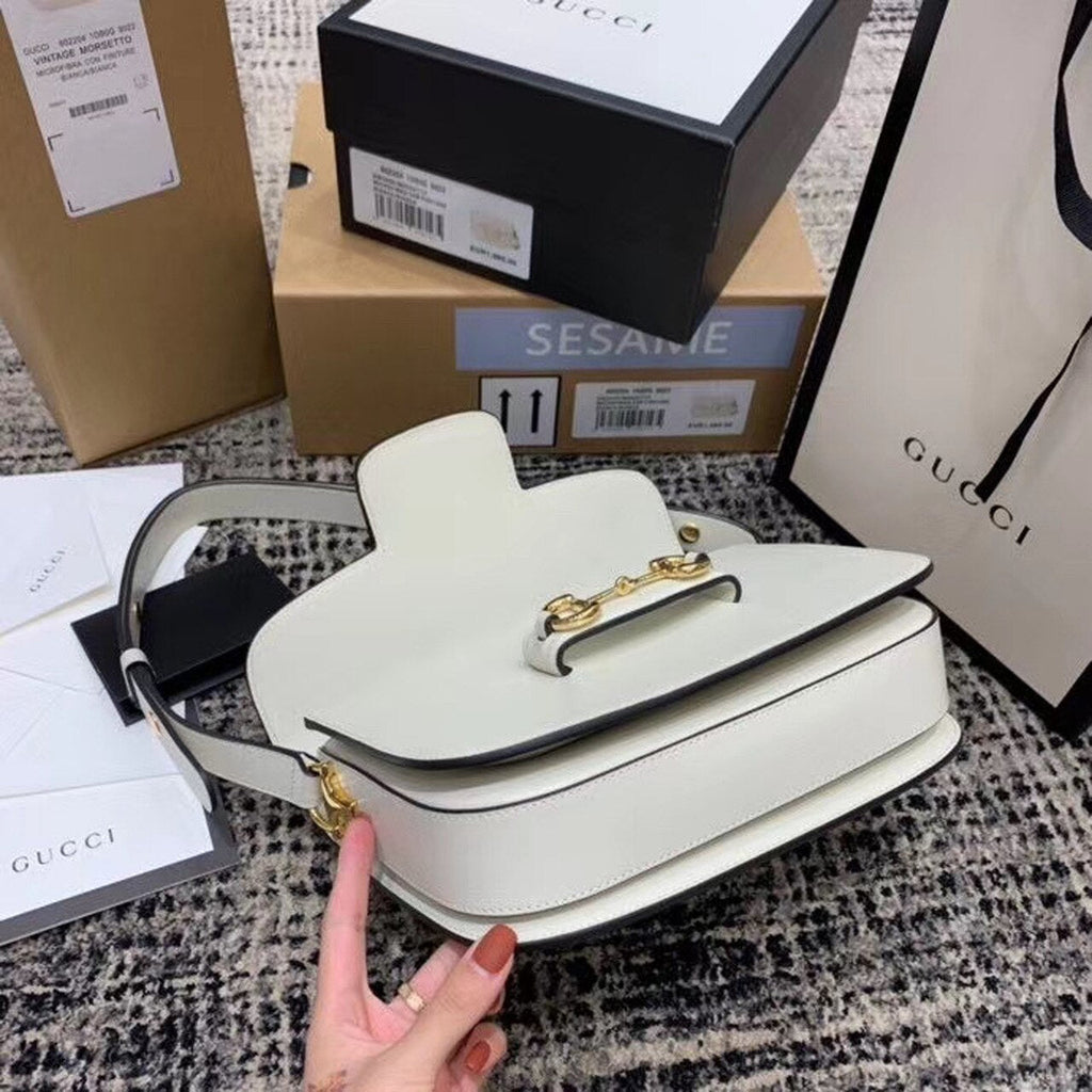 gg Horsebit 1955 Shoulder Bag White For Women 9.8in/25cm gg ‎602204 1DB0G 9022