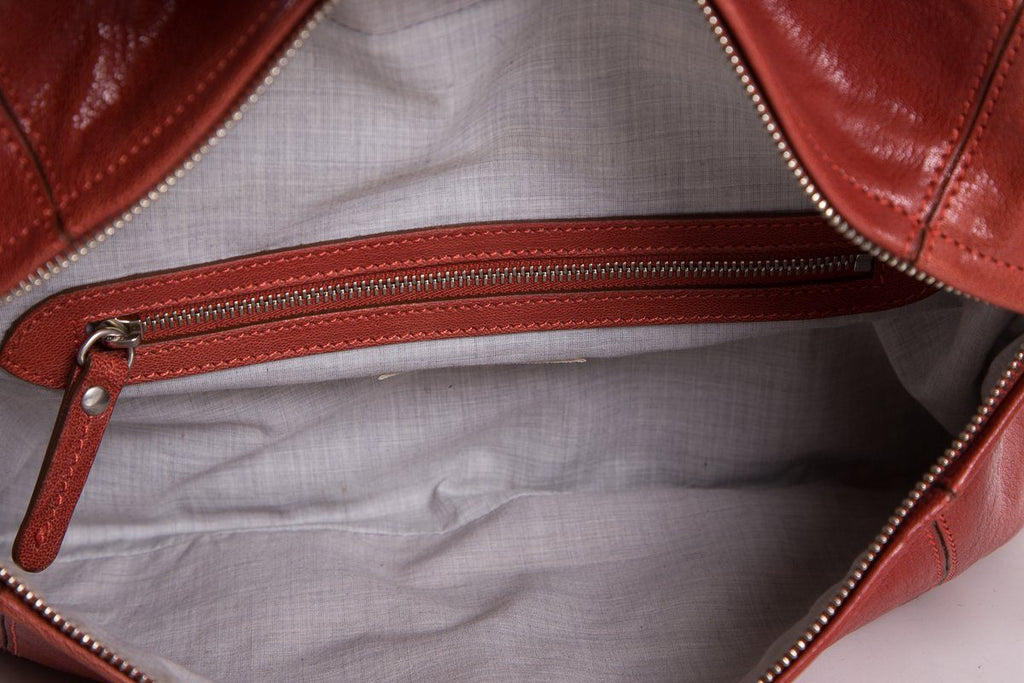 Brunello Cucinelli Brick Red Patent Leather Clutch