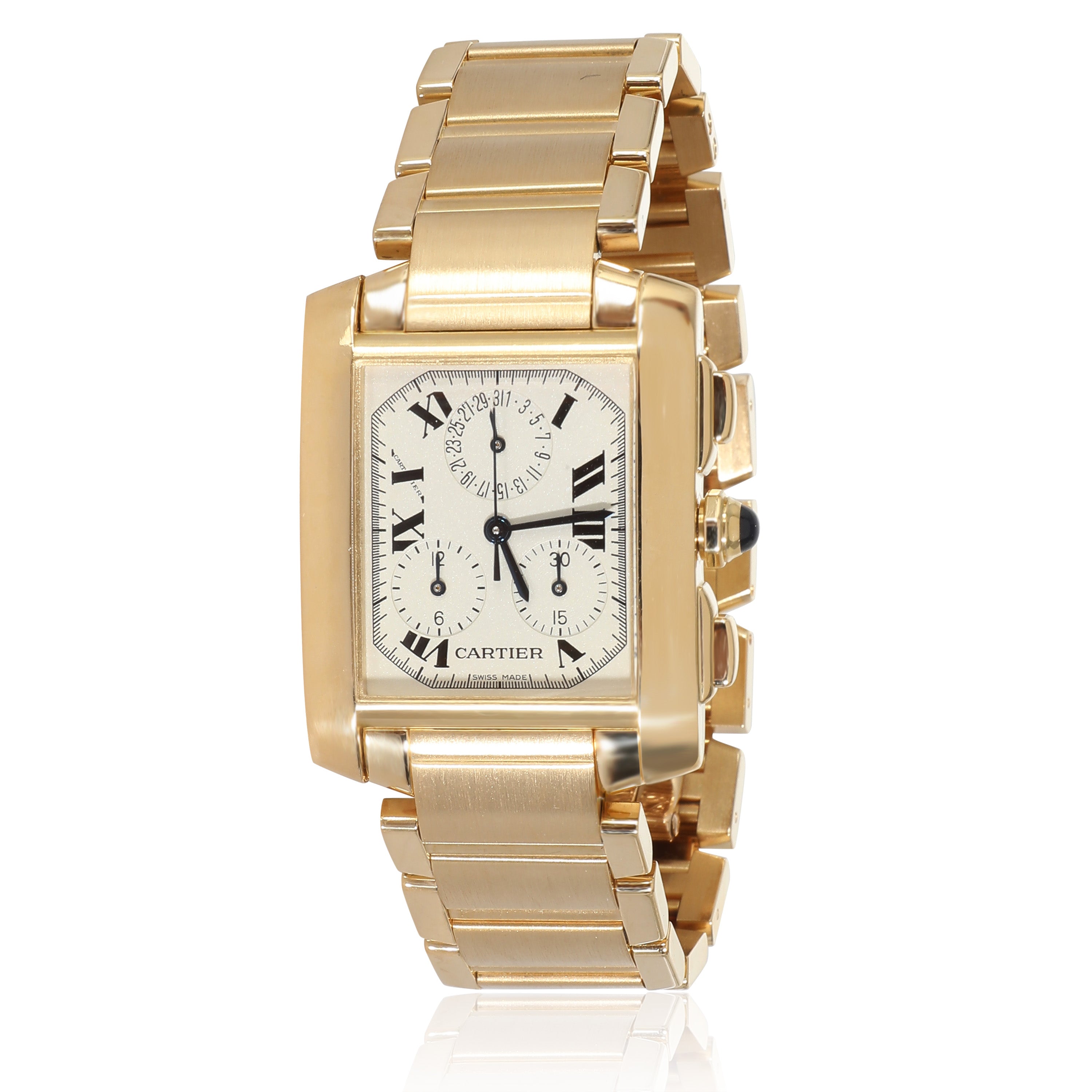 CARTIER Tank Francaise Chronoflex W50005R2 Unisex Watch in 18kt Yellow Gold