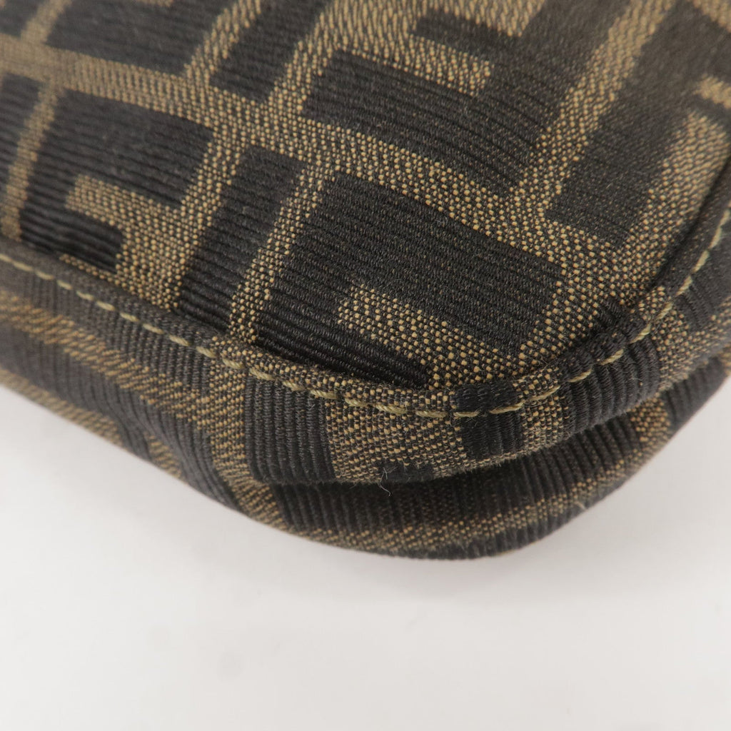 FENDI Zucca Canvas Leather Shoulder Bag Brown Black 26569