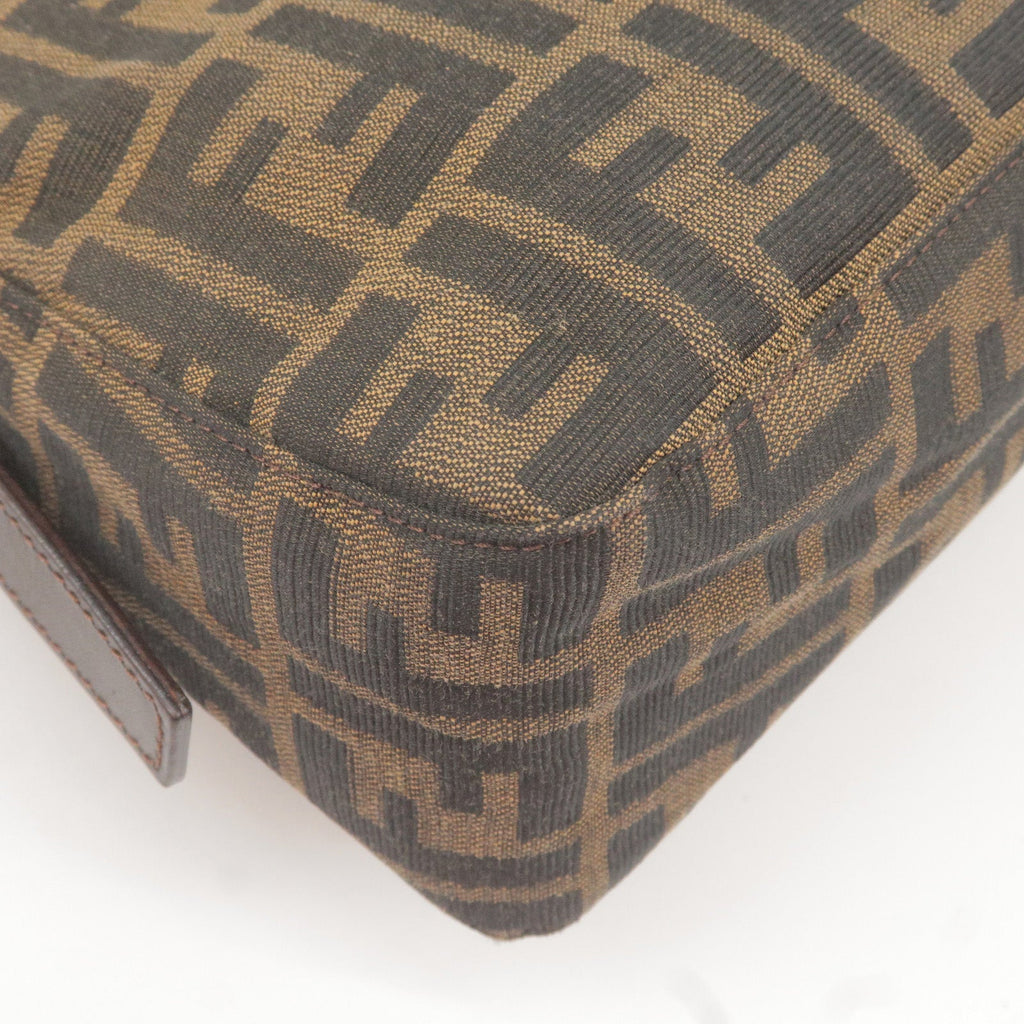 FENDI Zucca Canvas Leather Shoulder Bag Brown Black 26566