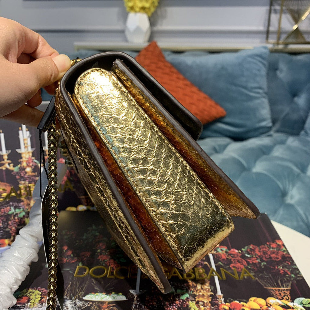 GLAMI MeGLAMIum GLAMI Bag In Printed Solid Pattern Gold For Women 9in/23cm GLAMI