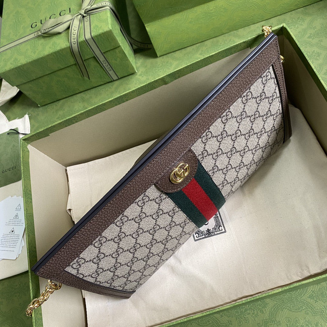 Glami OphiGLAMIa Glami MeGLAMIum Shoulder Bag Beige/Ebony Glami Supreme Canvas Green And Red Web For Women 13in/32.5cm Glami 503876 K05NG 8745