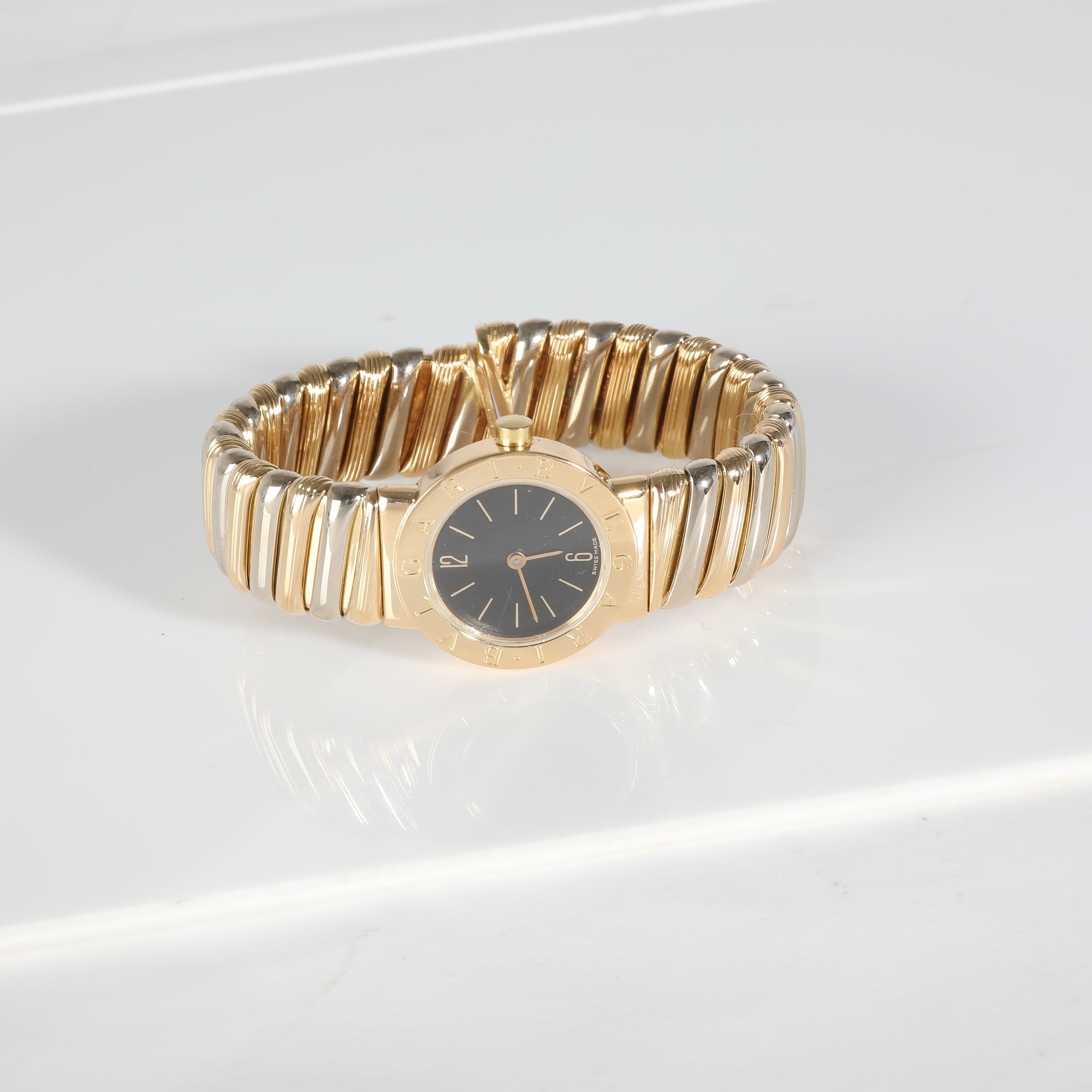BVLGARI Tubogas BB 23 2T Women's Watch in 18kt White Gold/Yellow Gold