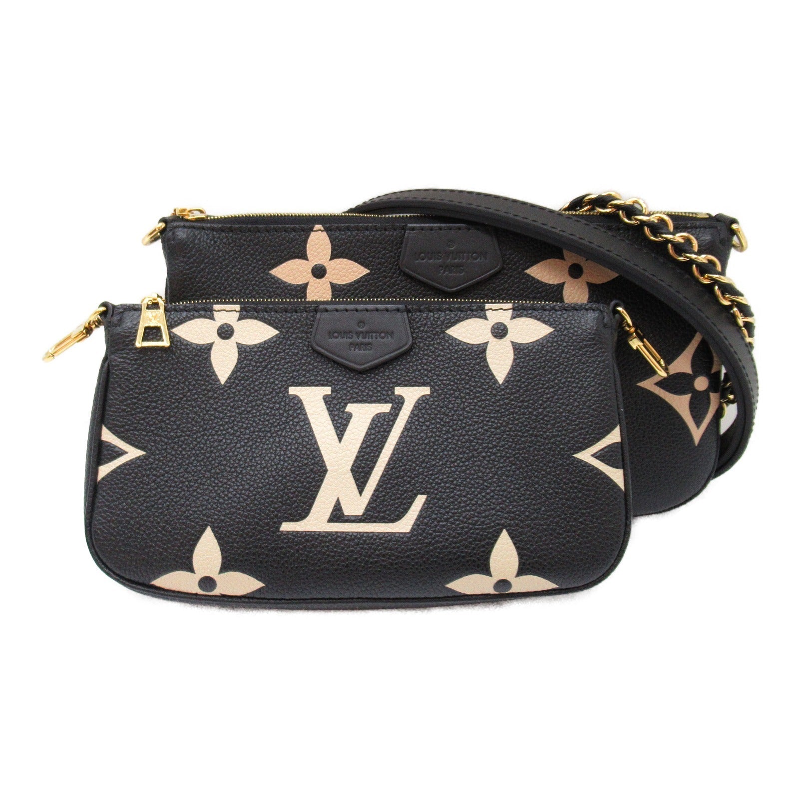 Louis Vuitton Louis Vuitton Multicolor Accessoires Handbag Leather Monogram Emplant  Black Beige M45777