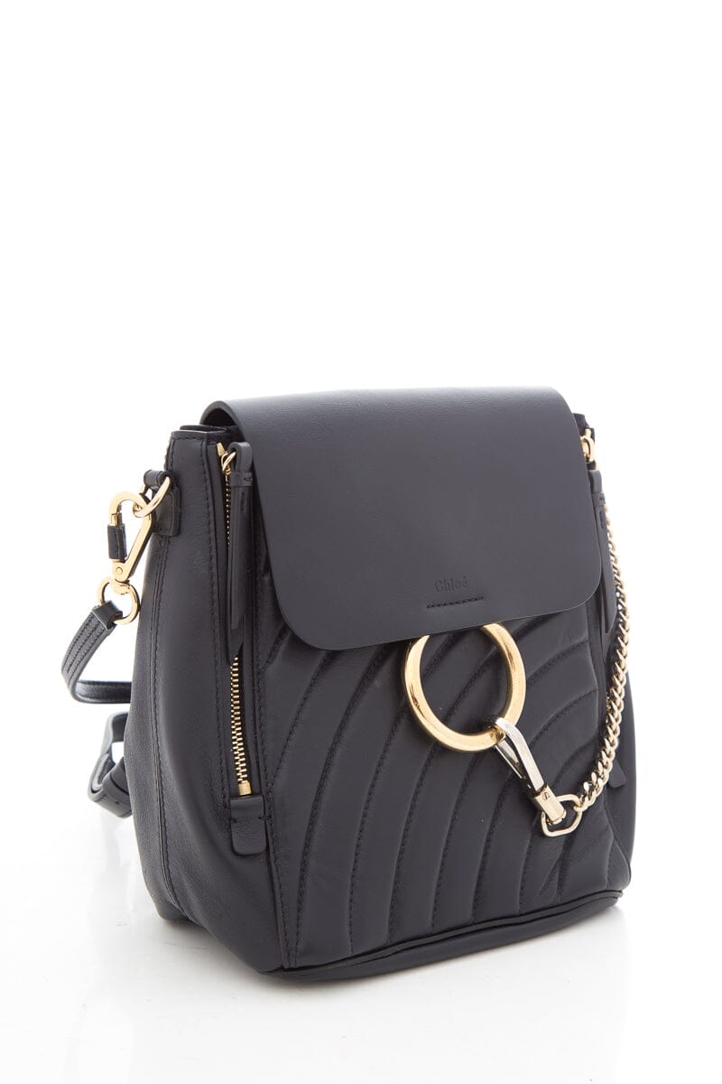 Chloe Navy Faye Quilted Leather Backpack