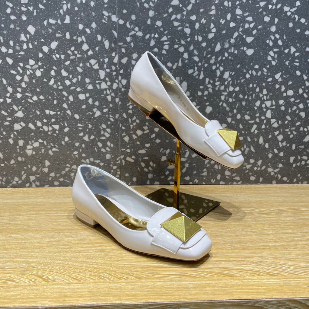 Valentino Garavani One Stud Patent Ballet GlamIats White For Women