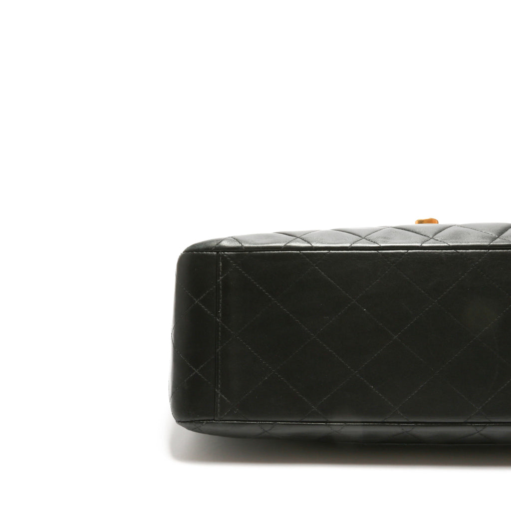 CHANEL Vintage Classic Jumbo XL Single Flap - Black Lambskin w/Gold