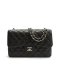 CHANEL Jumbo Double Flap- Black Caviar with Silver