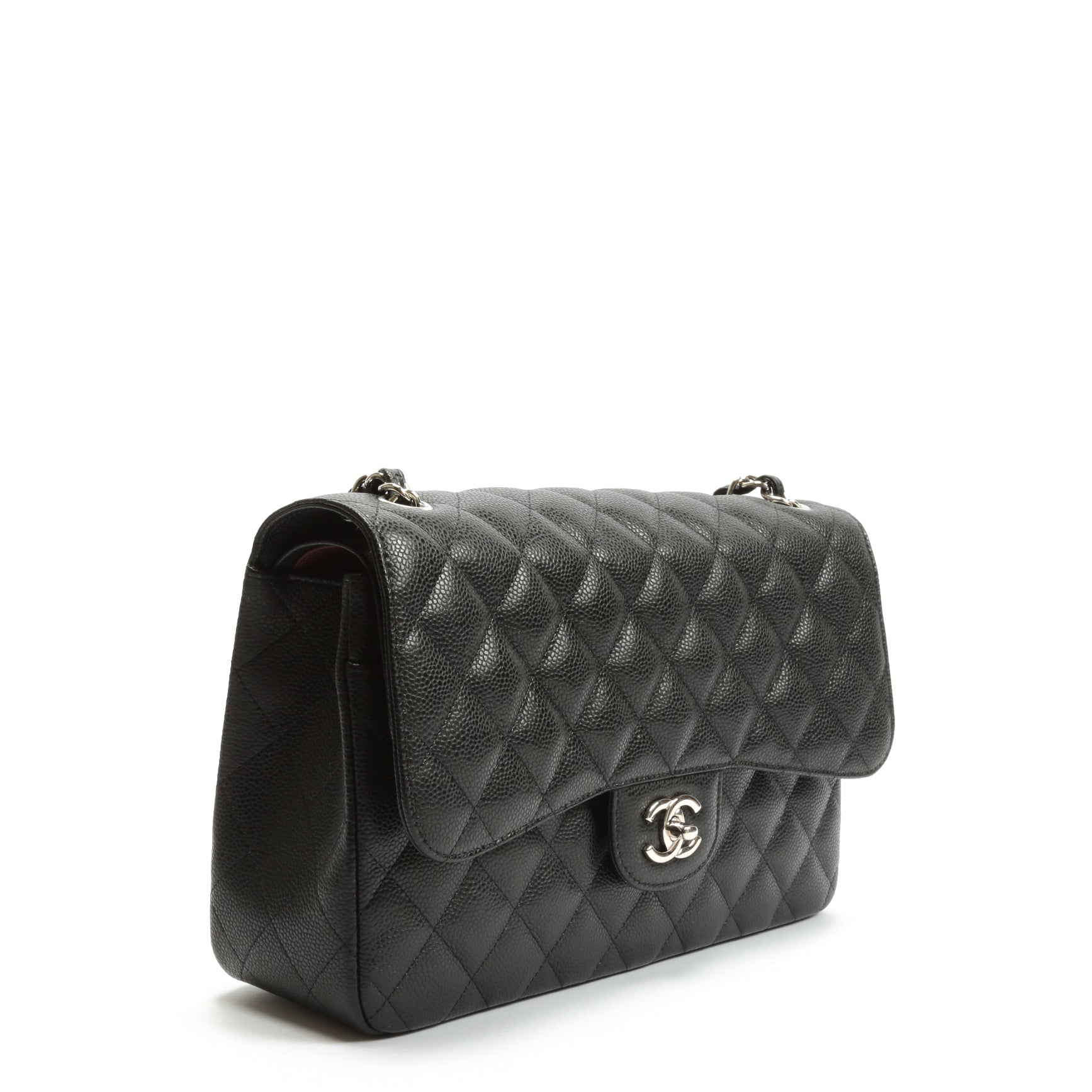 CHANEL Jumbo Double Flap- Black Caviar with Silver