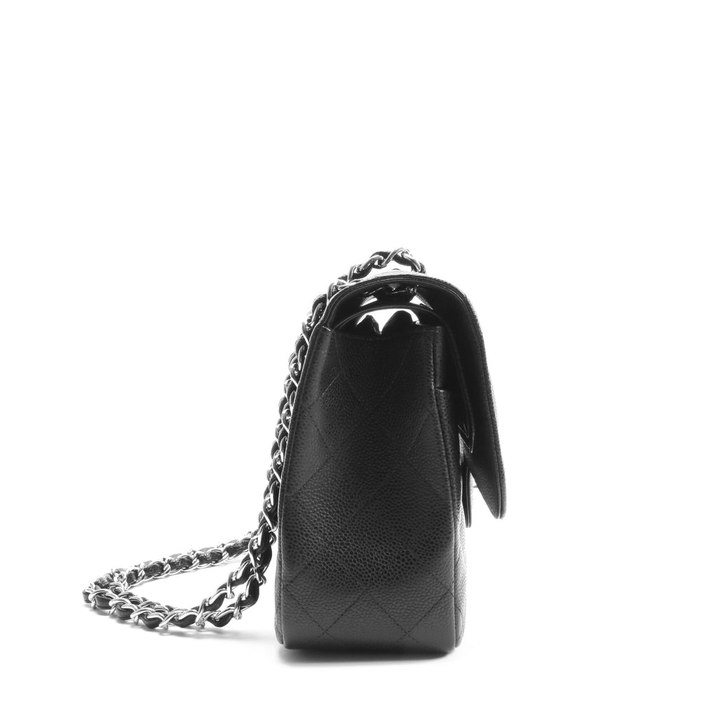 CHANEL Jumbo Double Flap- Black Caviar with Silver