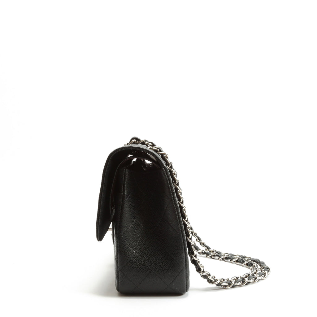 CHANEL Jumbo Double Flap- Black Caviar with Silver