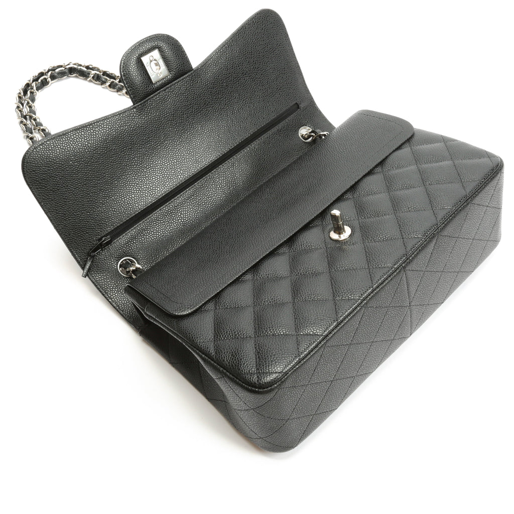 CHANEL Jumbo Double Flap- Black Caviar with Silver