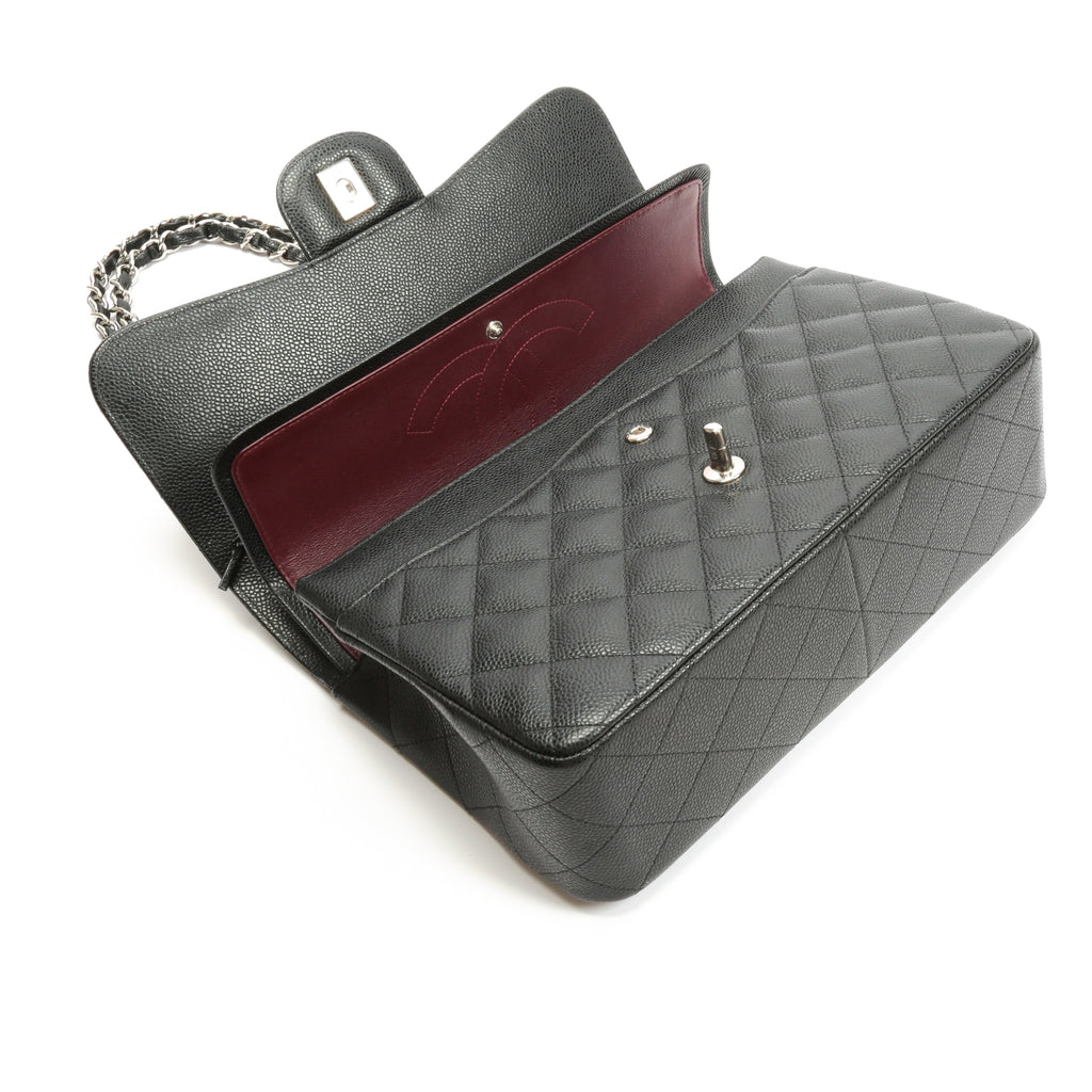 CHANEL Jumbo Double Flap- Black Caviar with Silver