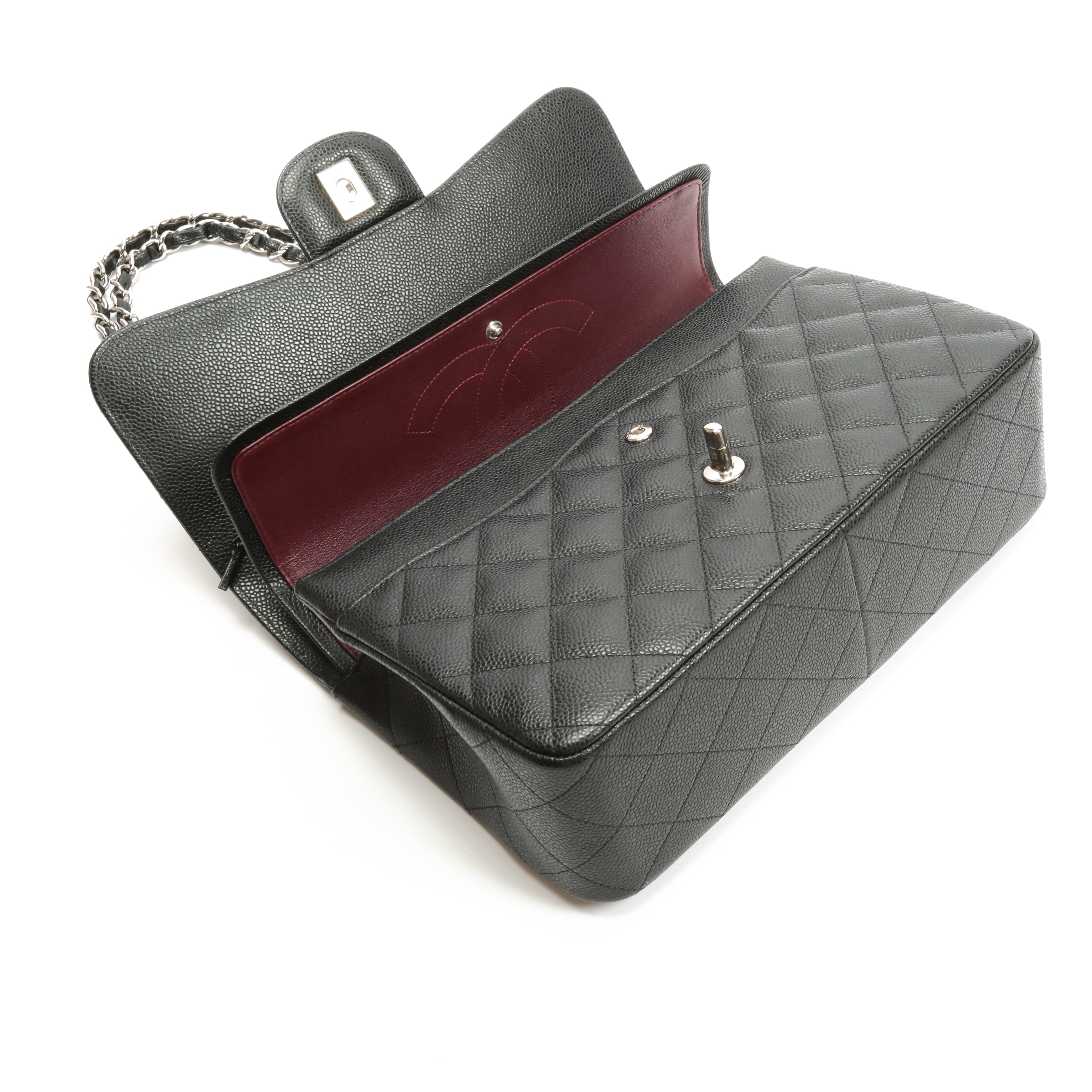 CHANEL Jumbo Double Flap- Black Caviar with Silver