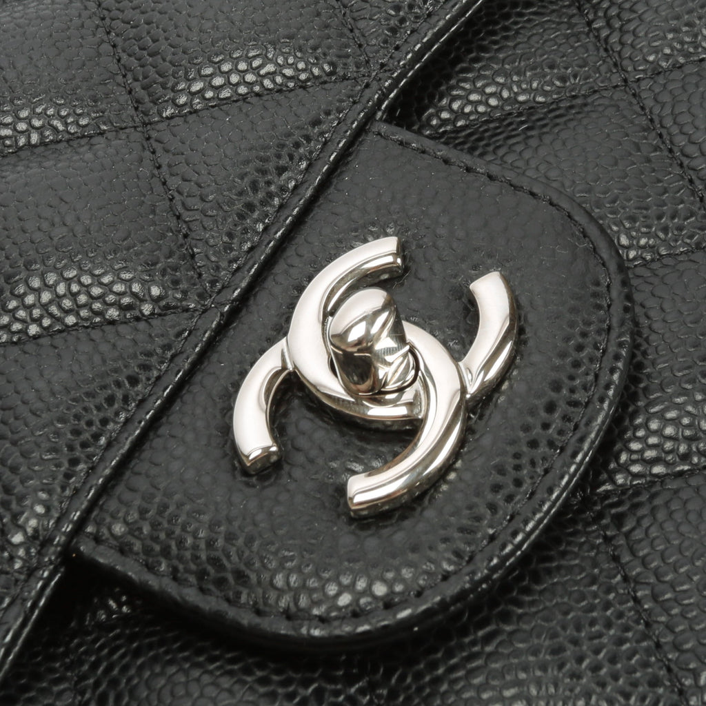 CHANEL Jumbo Double Flap- Black Caviar with Silver