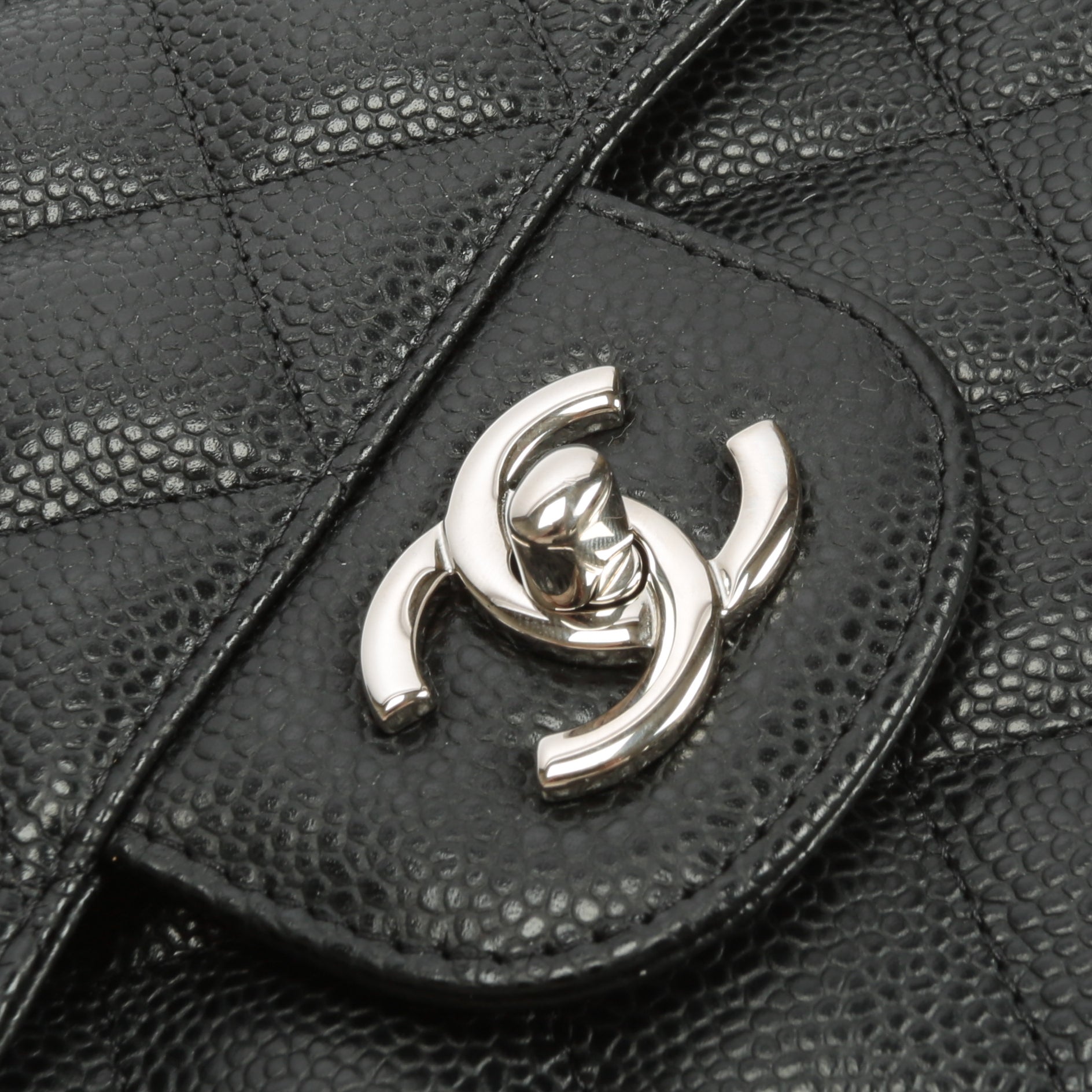 CHANEL Jumbo Double Flap- Black Caviar with Silver