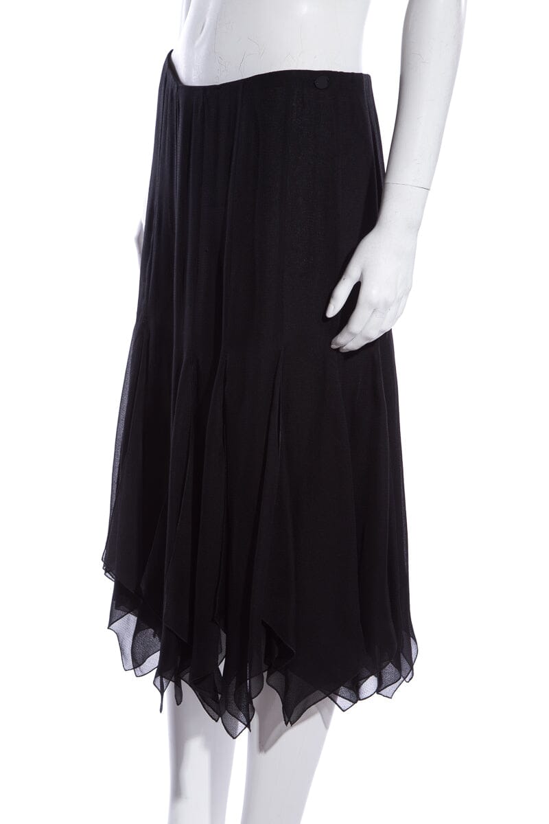 Chanel Cruise '06 Black Panel Ruffle Hem Skirt SZ 42